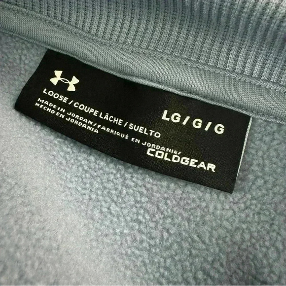 Under Armour Women's Large Synthetic Fleece Crew Word Mark, Washed Blue - Picture 5 of 6